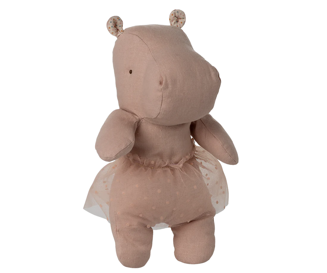 Safari friends, Hippo w. skirt, Small - Soft rose