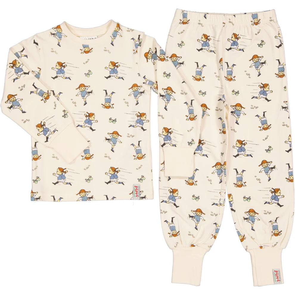 Pyjamas tvådelad Pippi Långstrump soft beige