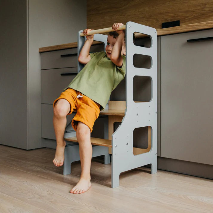 Adjustable height kitchen tower, Grey