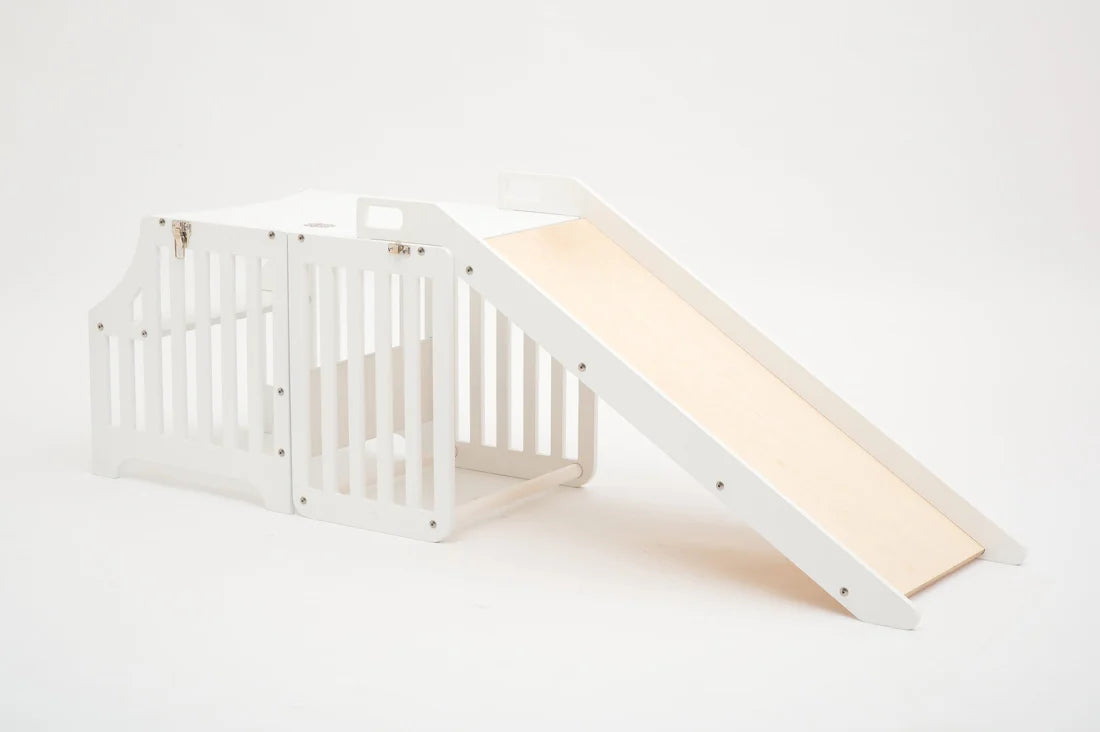 Foldable kitchen tower with slide, White (Striped Collection)