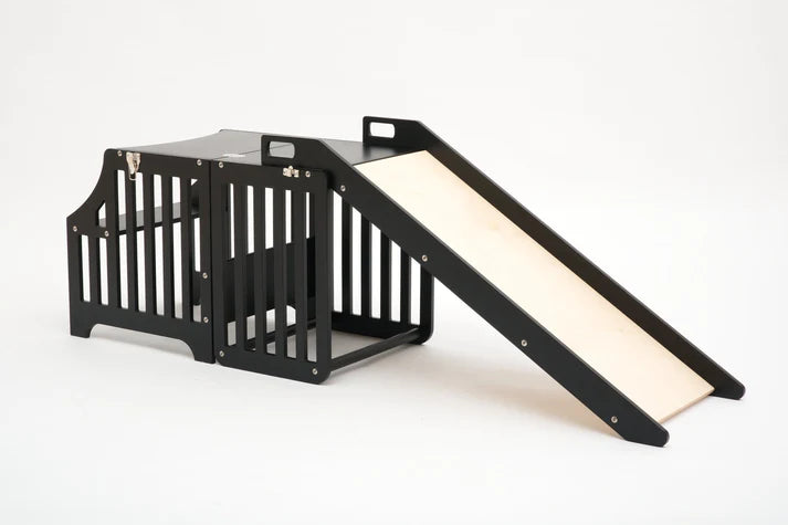 Foldable kitchen tower with slide, Black (Striped Collection)