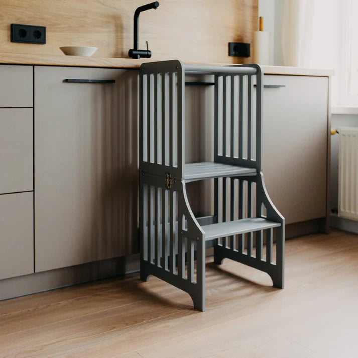 Foldable kitchen tower, Grey (Striped Collection)