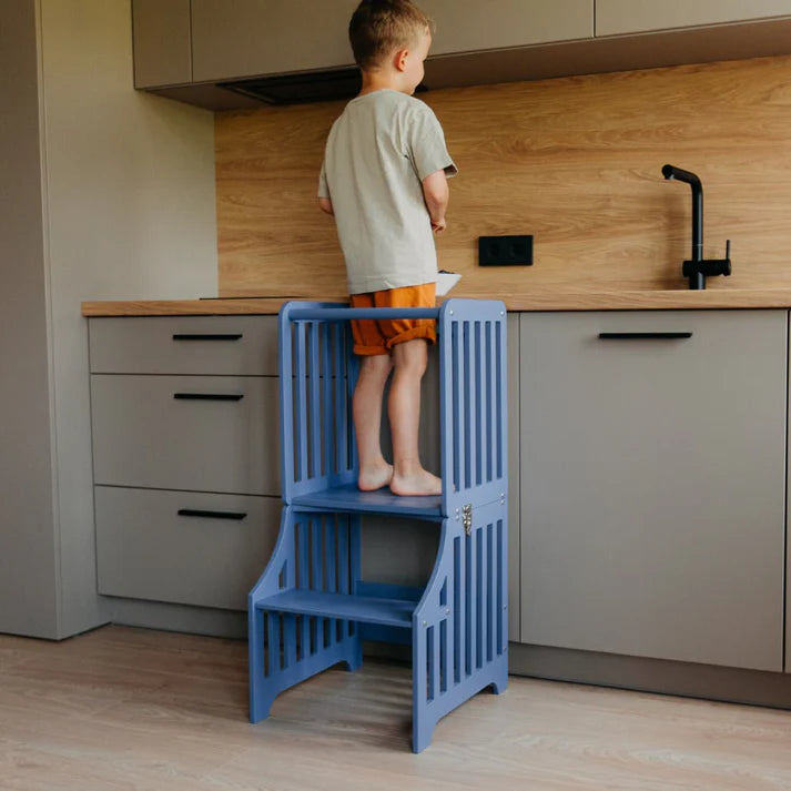 Foldable kitchen tower, Blue (Striped Collection)