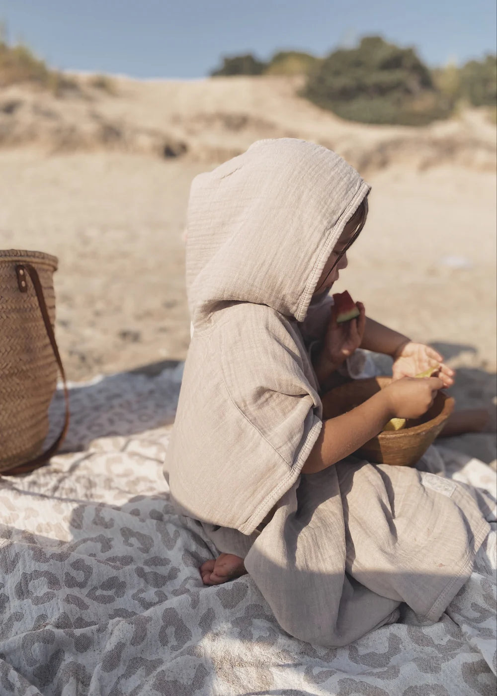 Muslin Poncho Beige