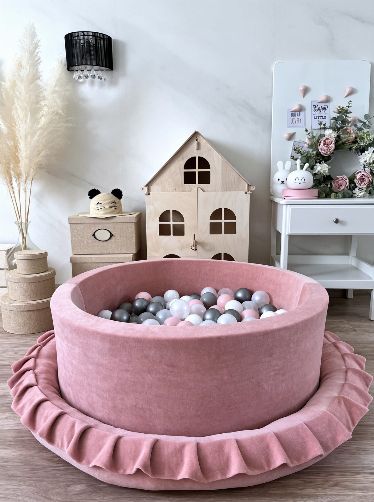 Junior Nest velvet, Rosa