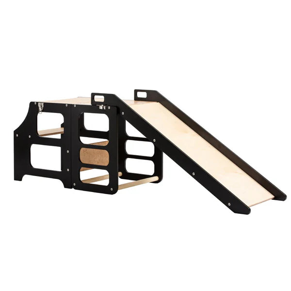 Foldable kitchen tower with slide, Black