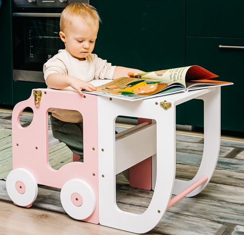 Hjälpa Till Pall Bil, White/Pink