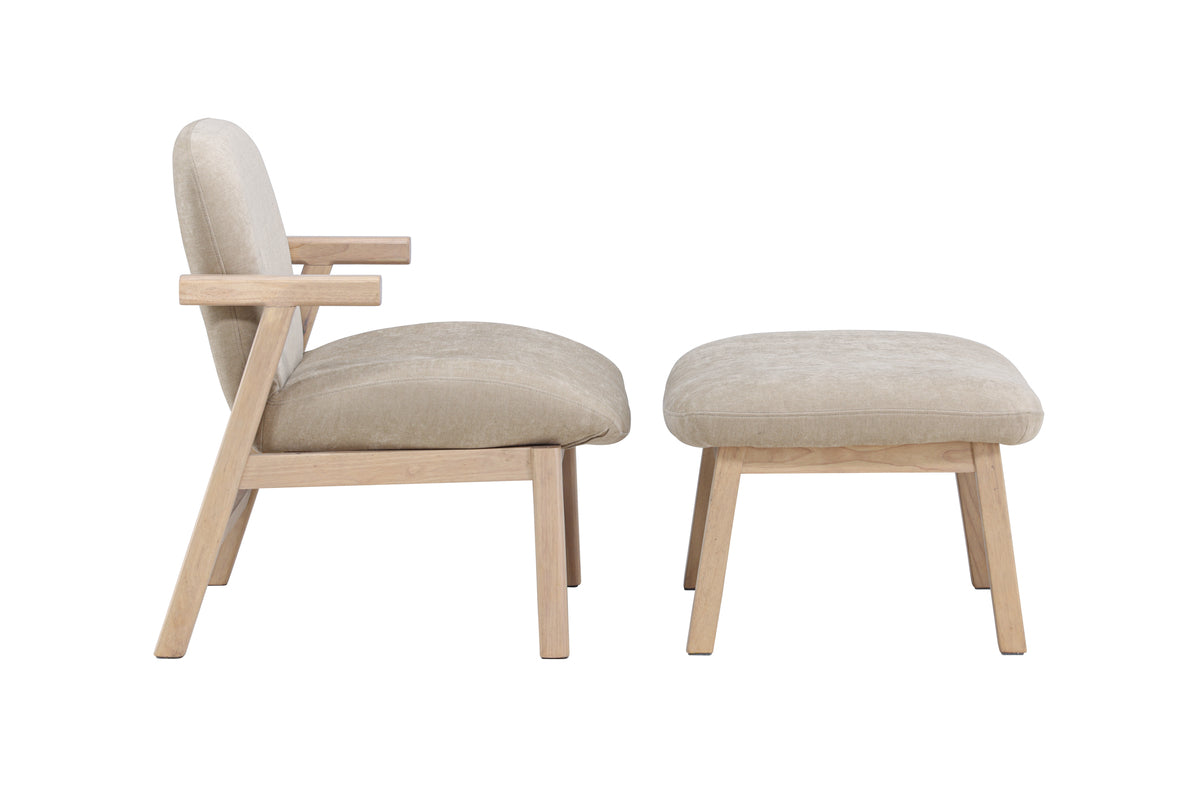 RILE Fåtölj + Ottoman, beige
