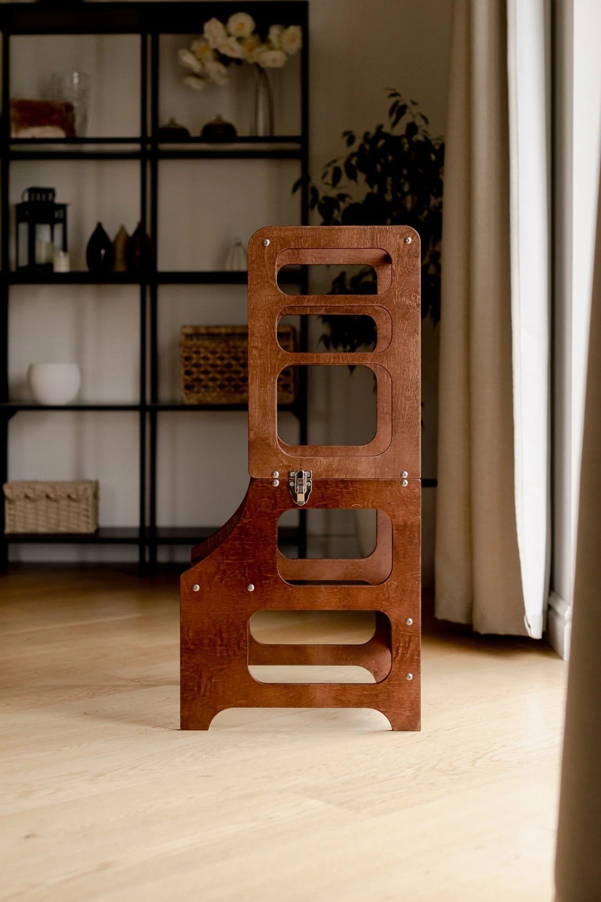 Mid-Century Modern Foldable Kitchen Tower | Honey Glaze