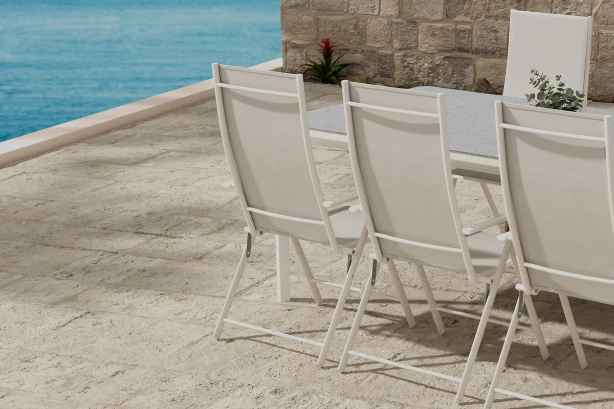 LEVANZO & LINO | Positionsstolar + Rektangulära Matbord 220 x 100 | Beige