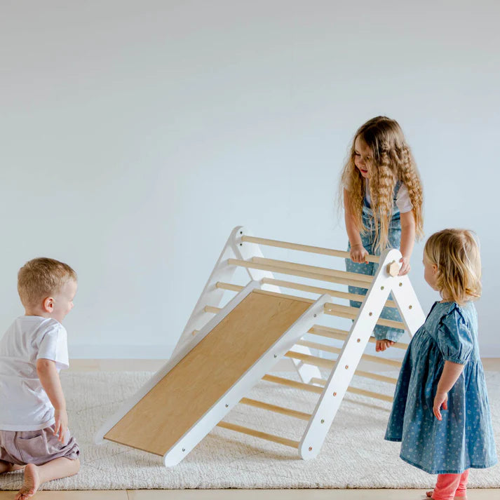 Climbing Triangle with a slide, White