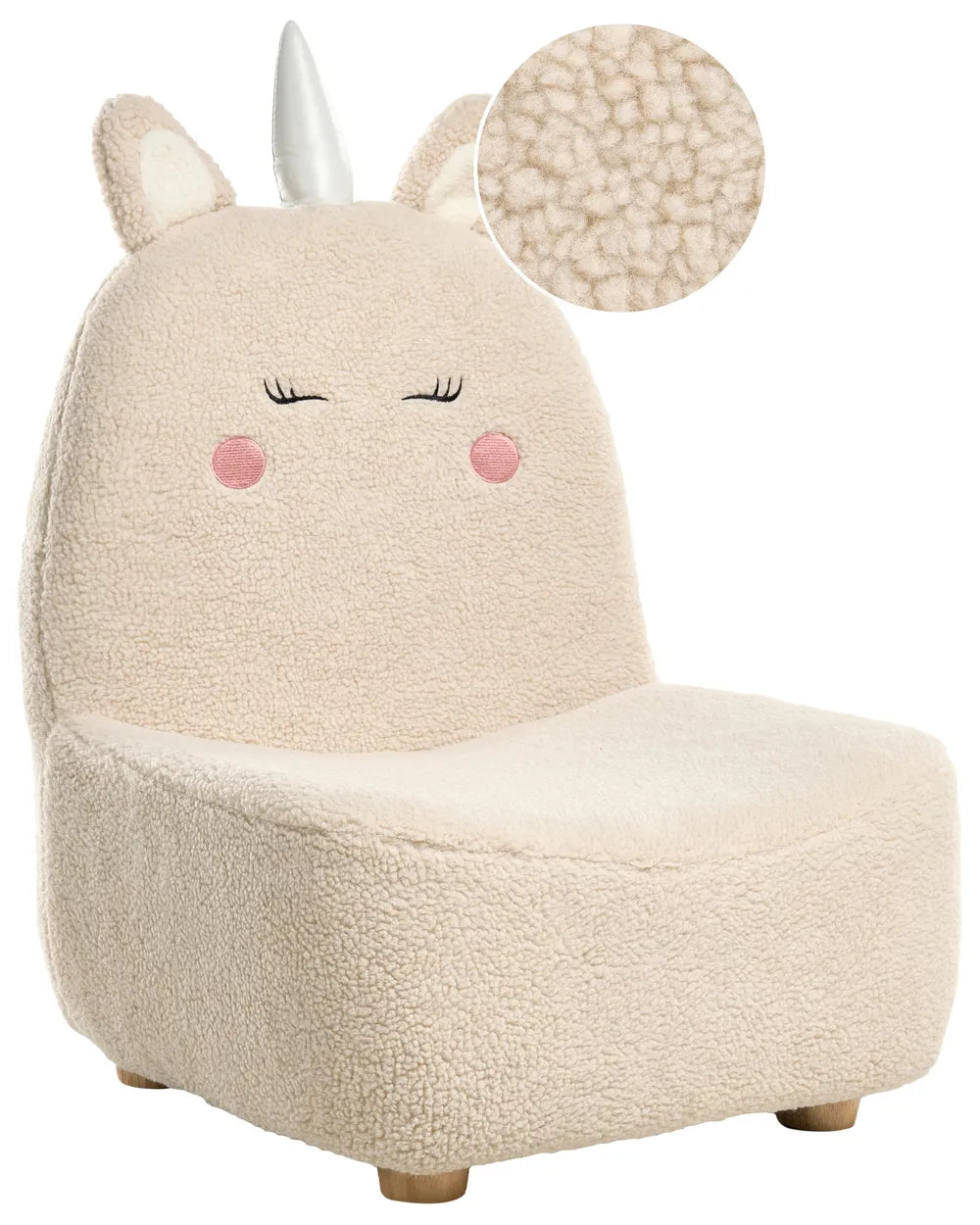 Barnfåtölj Enhörning LULEA Bouclé, Ljusbeige
