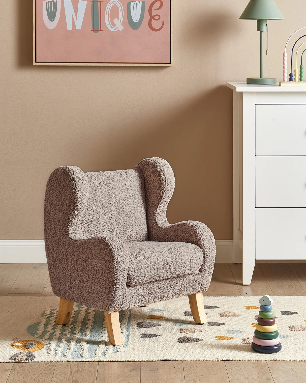 Barnfåtölj FARUM Bouclé, Taupe