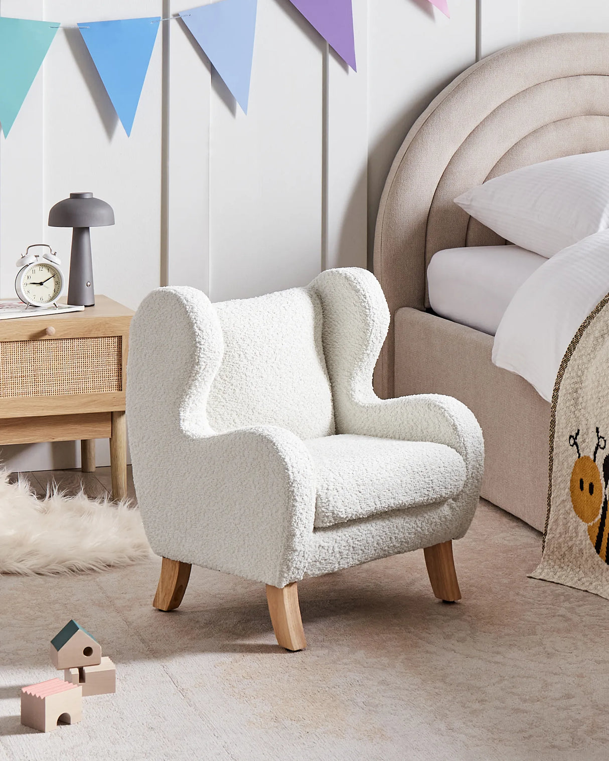 Barnfåtölj FARUM Bouclé, Off White