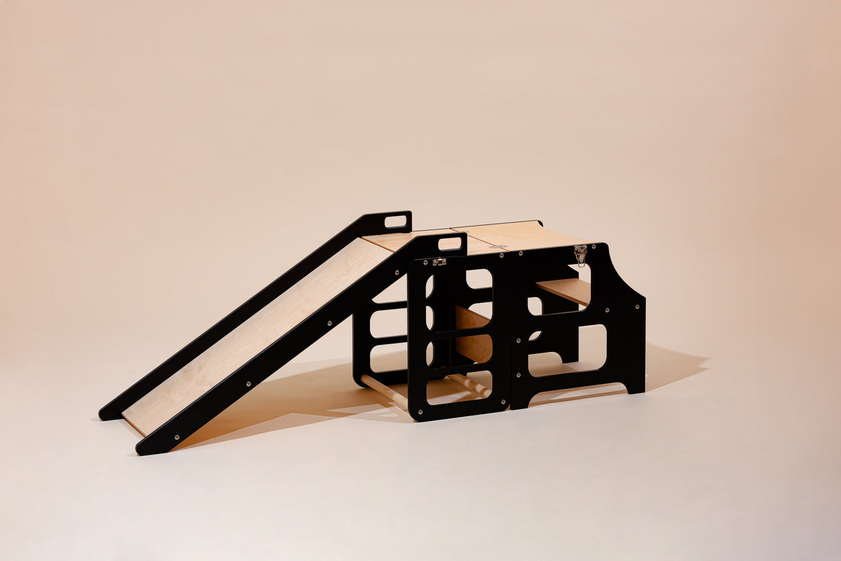 Foldable kitchen tower with slide, Black