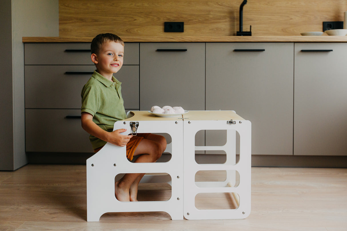 Foldable kitchen tower, White
