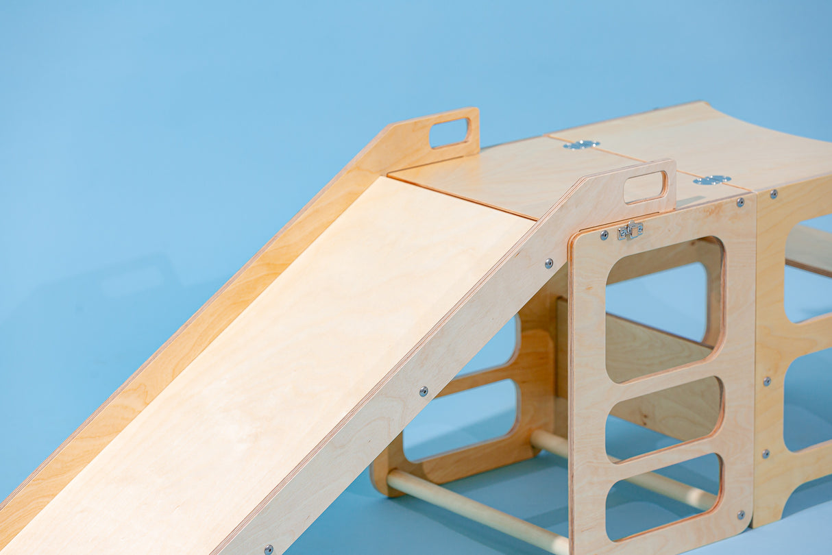 Foldable kitchen tower with slide, Natural