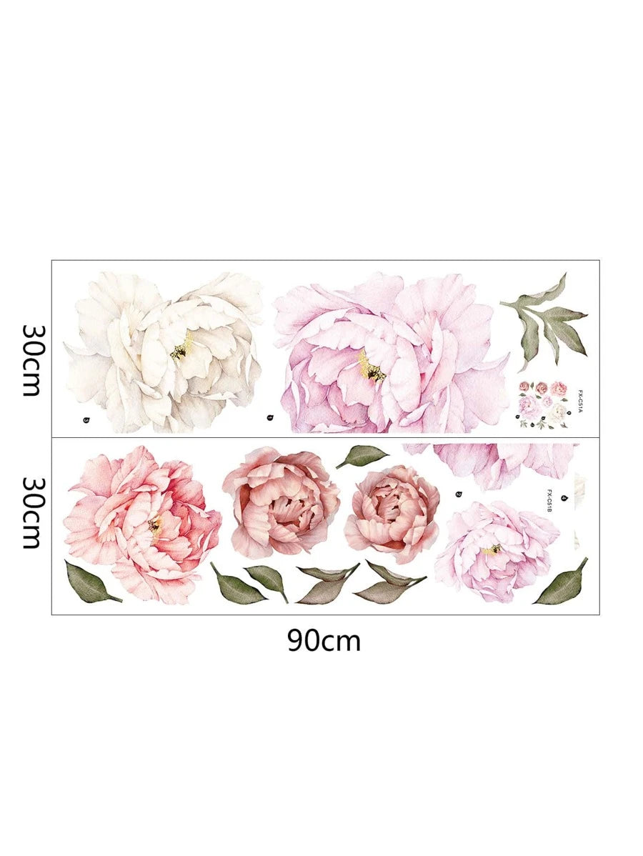 Väggdekal, Rosa blommor