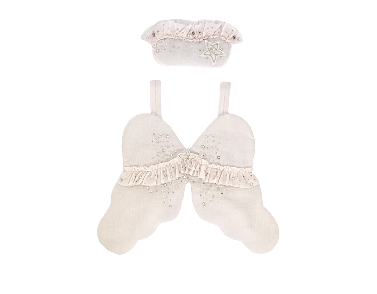 Little Vintage Angel Wings & Eyemask, Powder - Bonne Mére