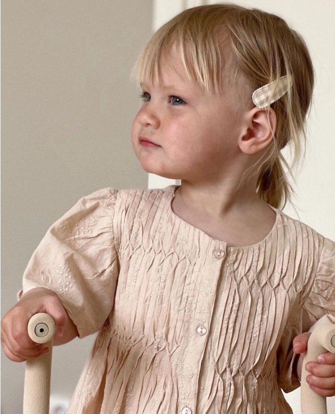 Ilse Fabric Hair Clip, Sand gingham