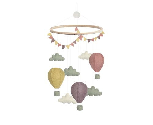 Handsydd mobil, Luftballonger med vimpel, Pastell