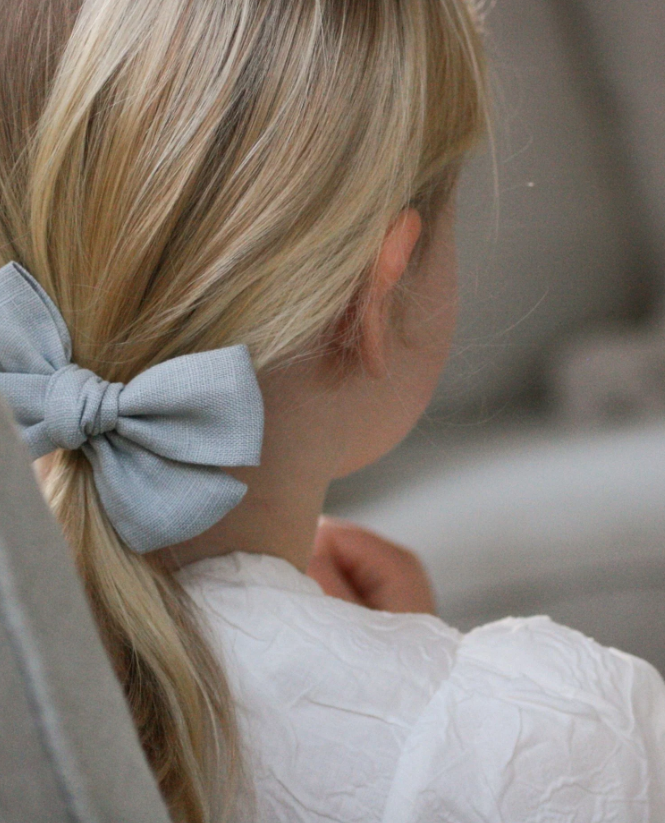 Ester Linen Bow, Ice Blue