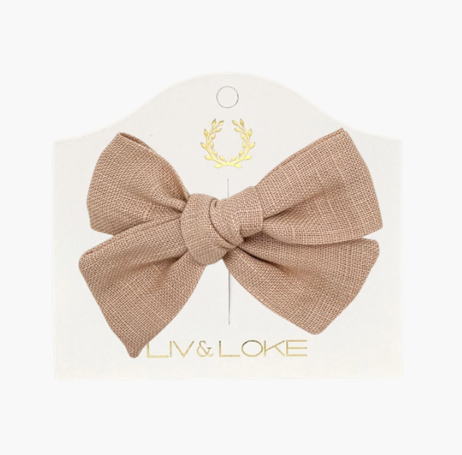 Ester Linen Bow, Sepia