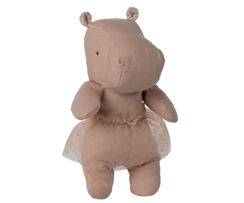 Safari friends, Hippo w. skirt, Small - Soft rose