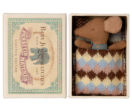 Sleepy wakey baby mouse in matchbox - Blue