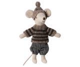 Winter mouse with ski set, Big brother - Grey