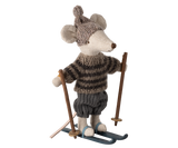 Winter mouse with ski set, Big brother - Grey