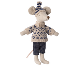 Winter mouse with ski set, Dad - Blue