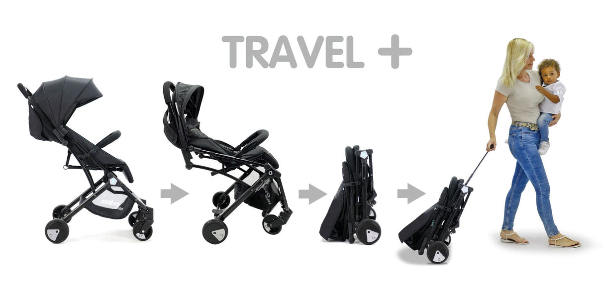 Pushchair Flight Travel+, Black/Aqua