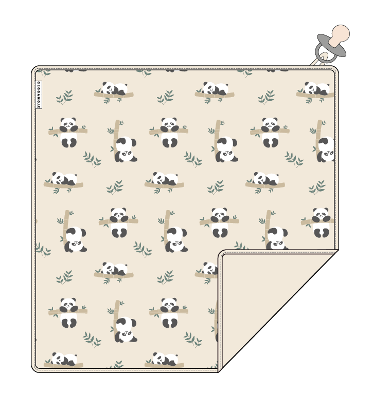 Babyfilt Bambu Panda Beige