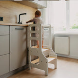 Adjustable height kitchen tower, White