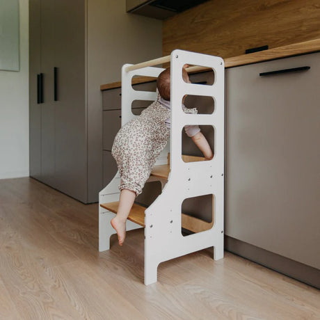Adjustable height kitchen tower, White