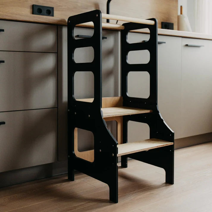 Adjustable height kitchen tower, Black