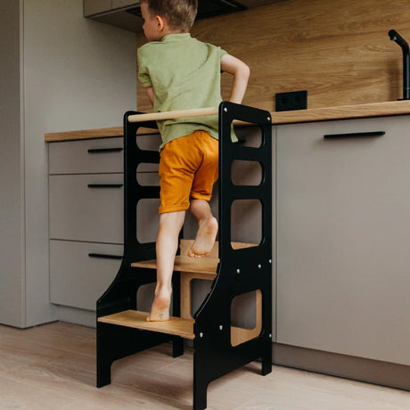 Adjustable height kitchen tower, Black