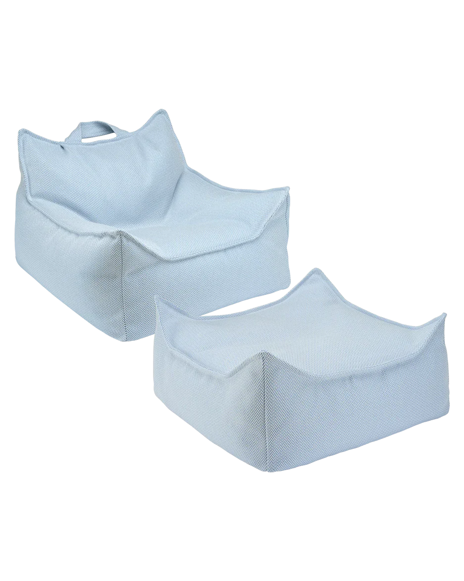 Azure Outdoor Beanbag Chair & Ottoman Set