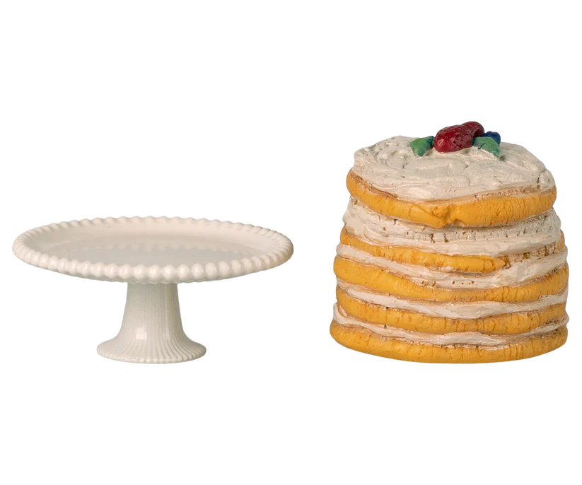 Party cake and cake stand, Mouse | Off white
