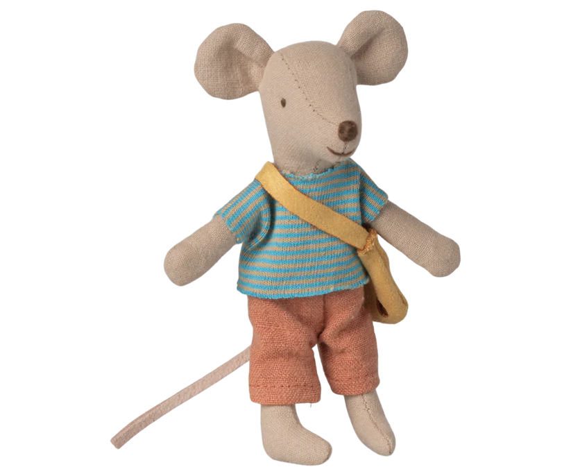 Little brother mouse with bag