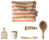 Toothbrush set in bag, Mouse - Coral stripe