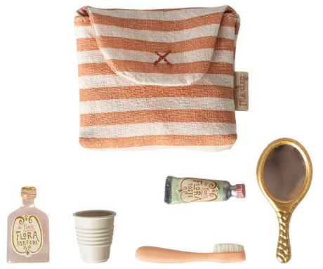 Toothbrush set in bag, Mouse - Coral stripe