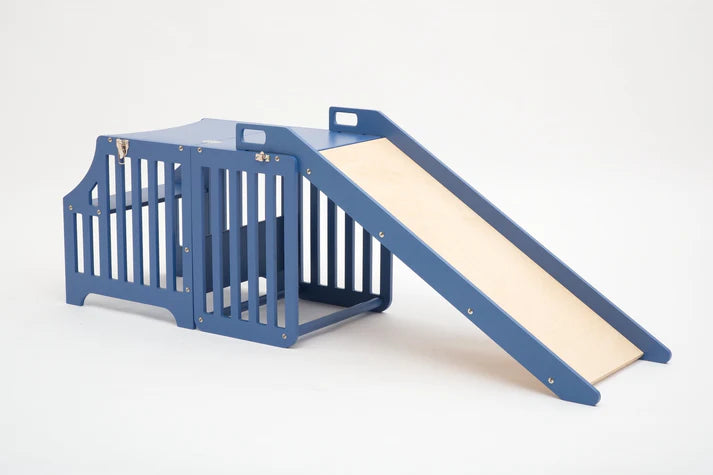 Foldable kitchen tower with slide, Blue (Striped Collection)