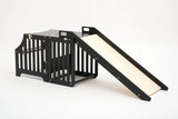 Foldable kitchen tower with slide, Black (Striped Collection)
