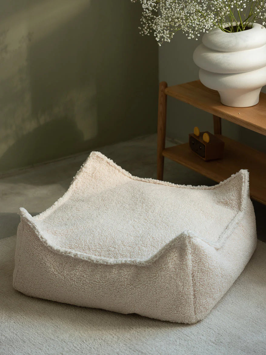 Square Ottoman, Cream White