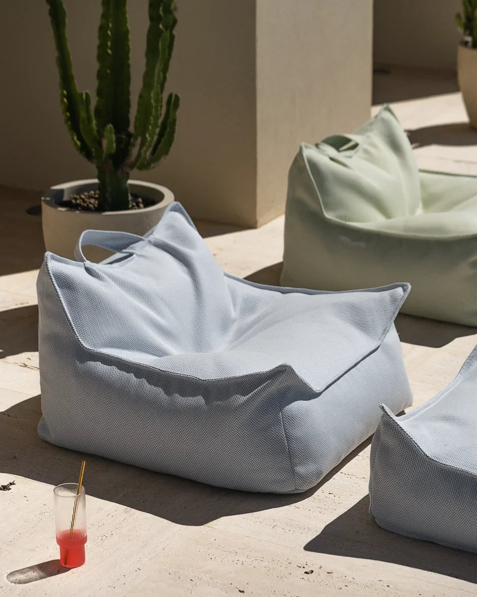 Azure Outdoor Beanbag Chair & Ottoman Set