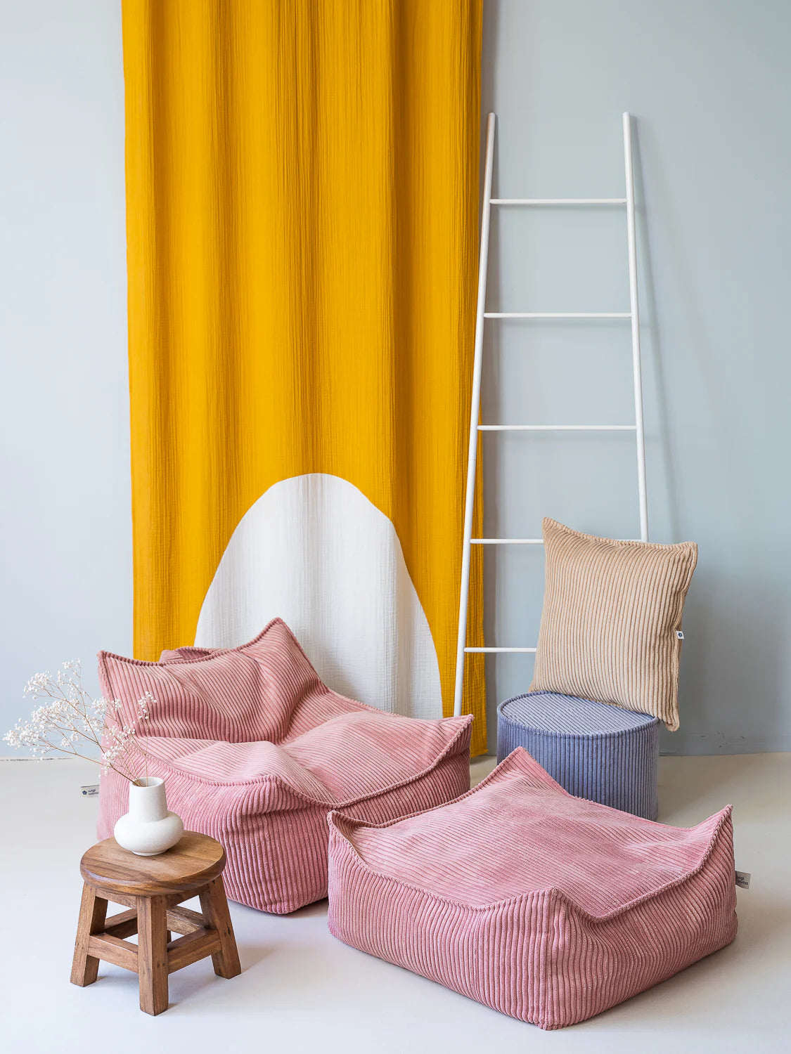 Square Ottoman, Pink Mousse