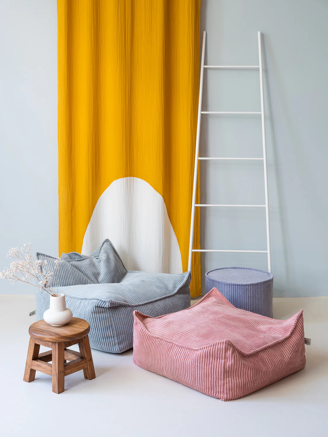 Square Ottoman, Pink Mousse
