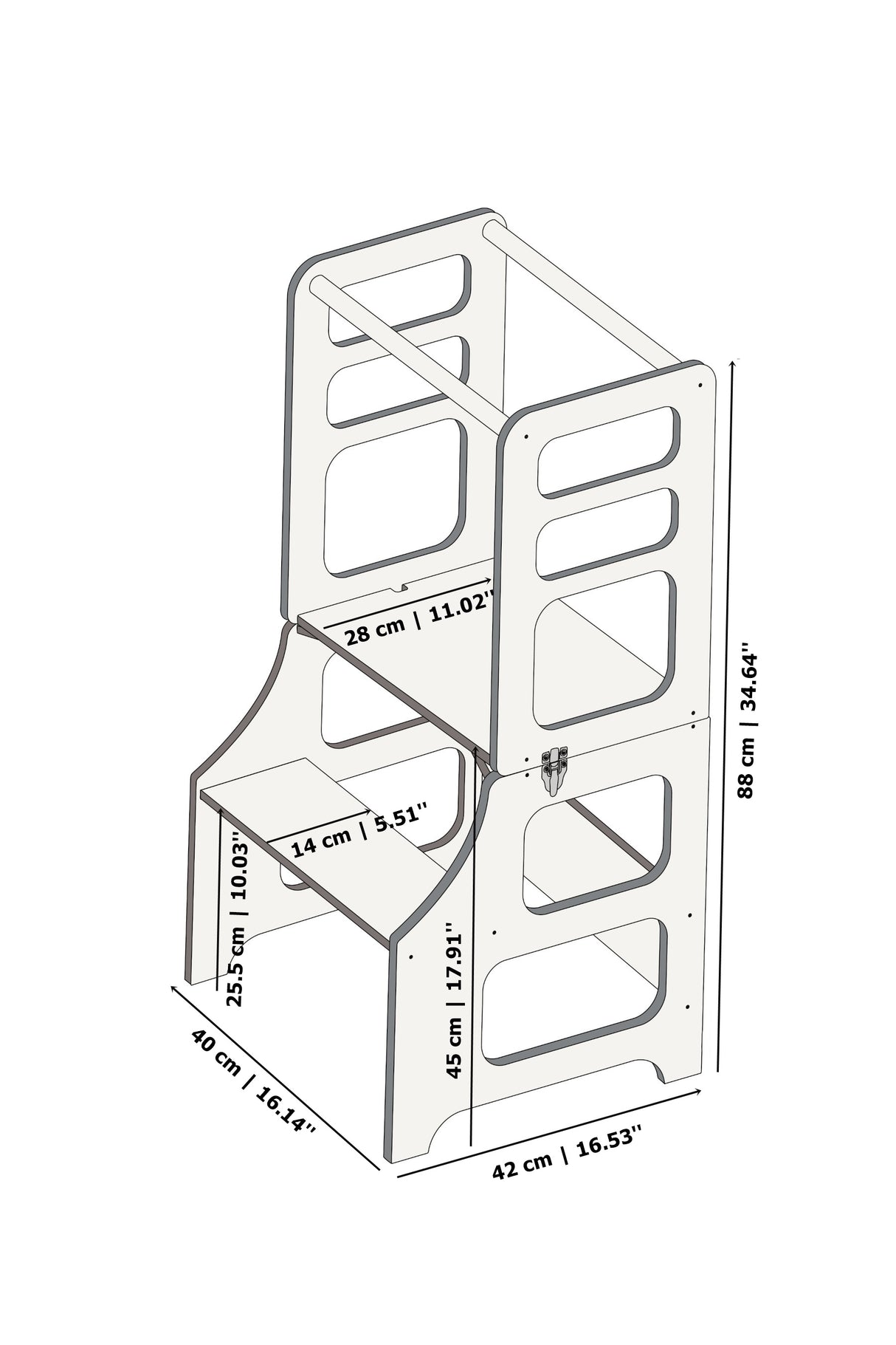 Foldable kitchen tower, Natural